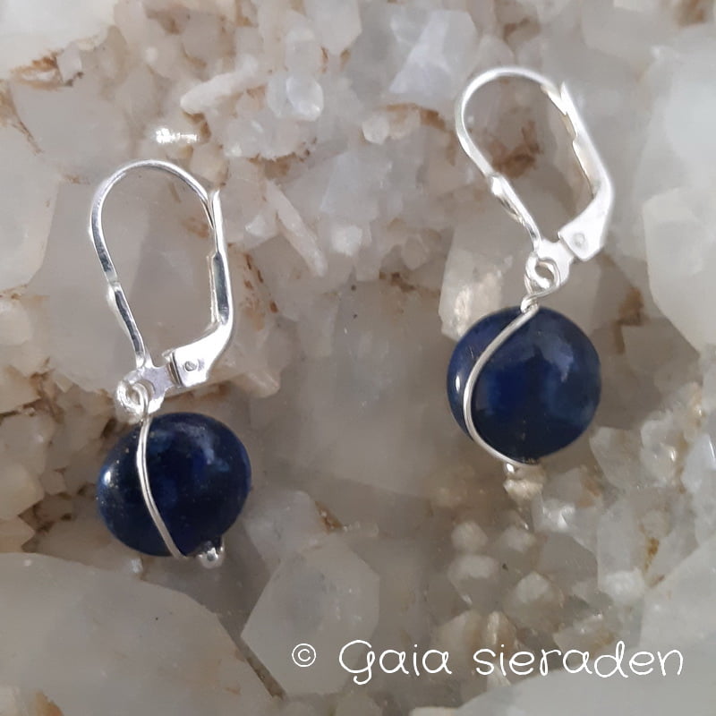 Onderbreking kooi Verzamelen Lapis Lazuli brisuur oorbellen plat | Gaia Sieraden