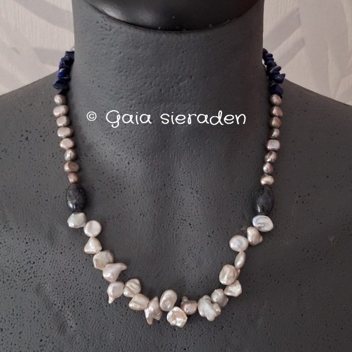 Parelketting  met Lapis mix - Afbeelding 4