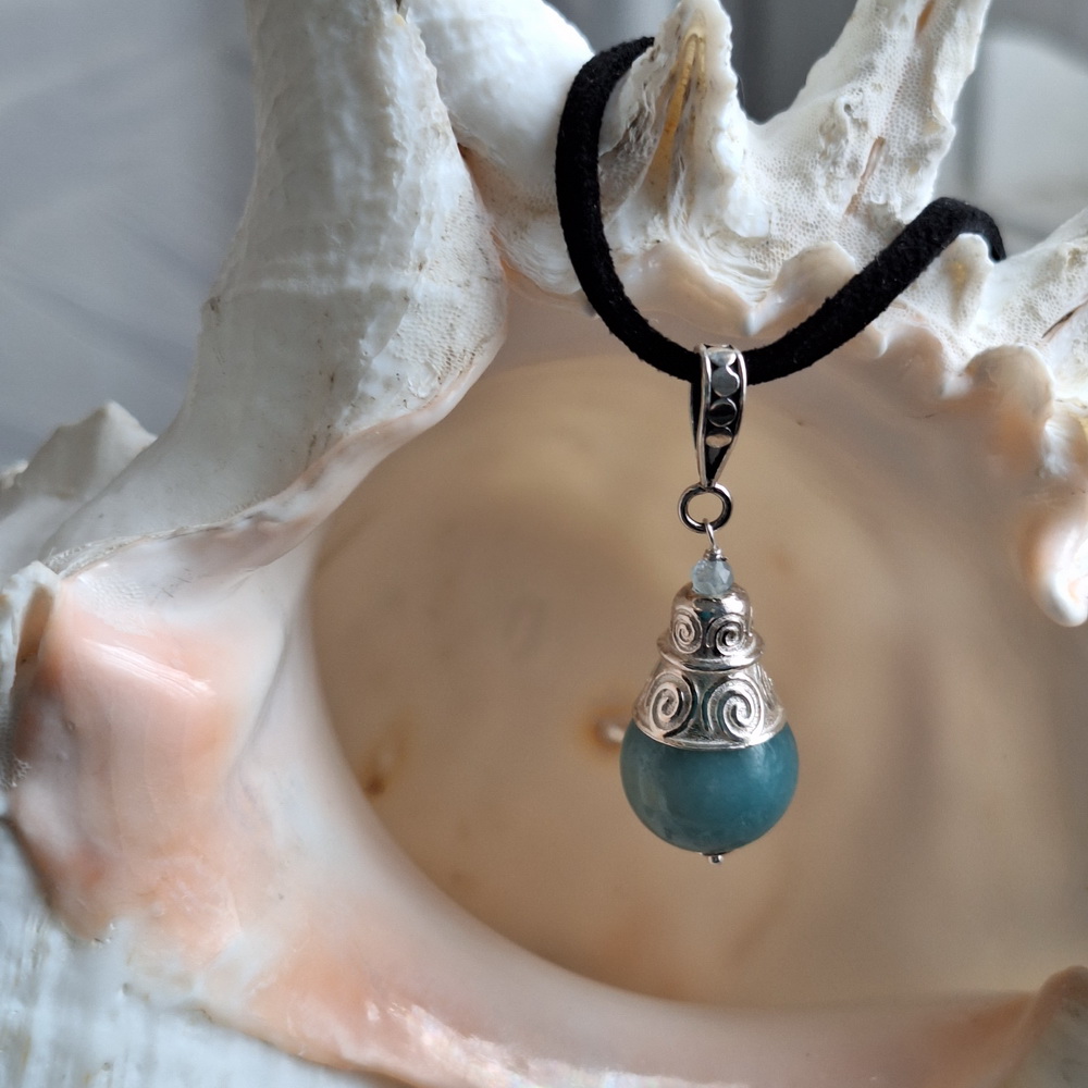 Zilveren Aquamarijn hanger - Afbeelding 4