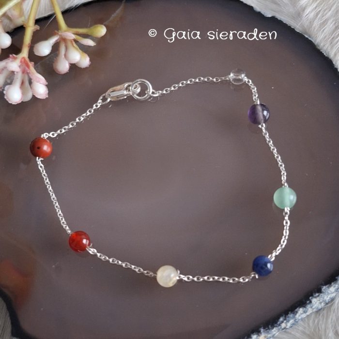 Chakra zilveren armband