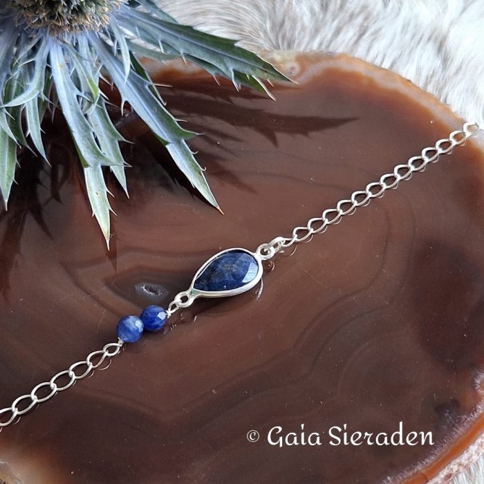 Lapis Lazuli zilveren armbandje druppel