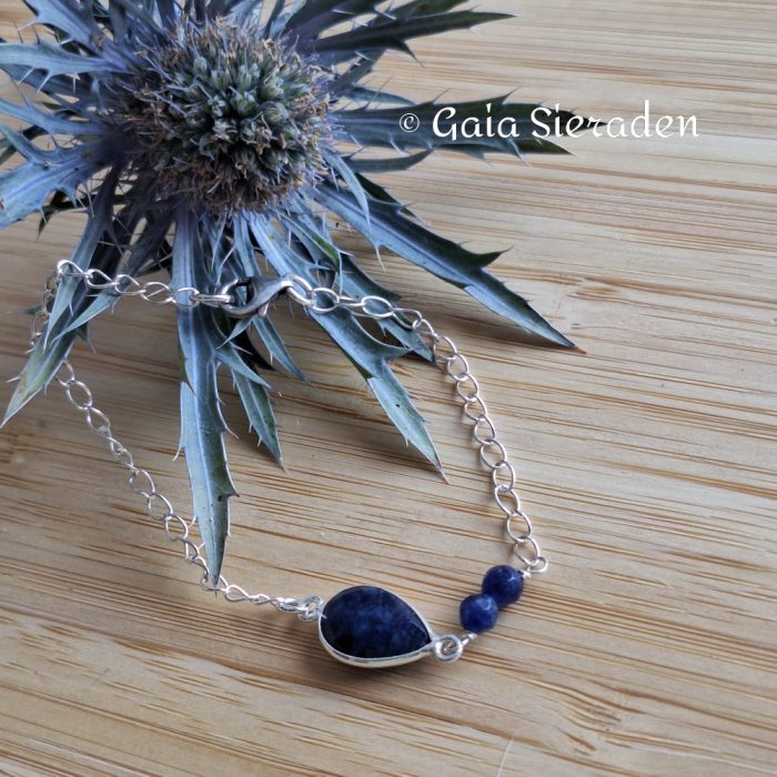 Lapis Lazuli zilveren armbandje druppel - Afbeelding 2