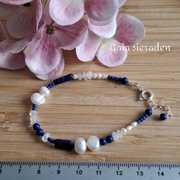 Armband Lapis Lazuli en Parel - Afbeelding 4