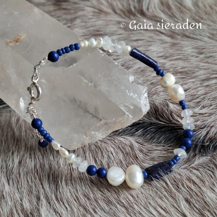 Armband Lapis Lazuli en Parel - Afbeelding 2