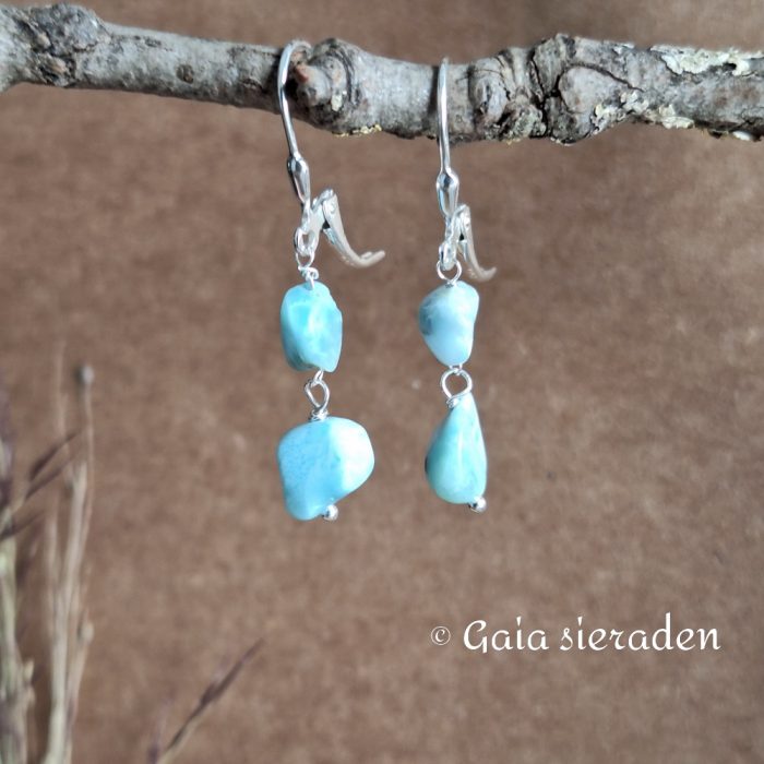 Larimar oorbellen geketteld