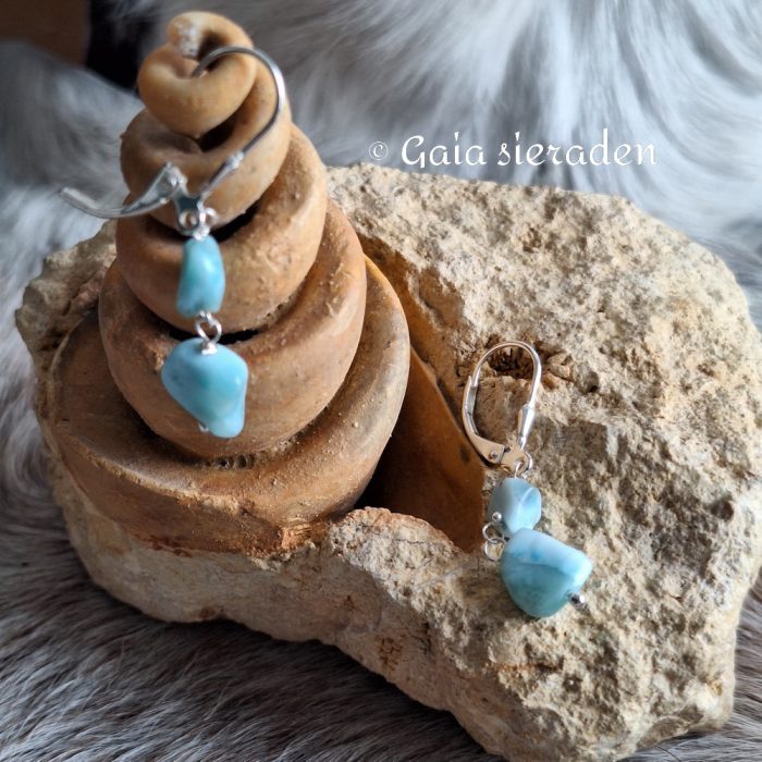 Larimar oorbellen geketteld - Afbeelding 4