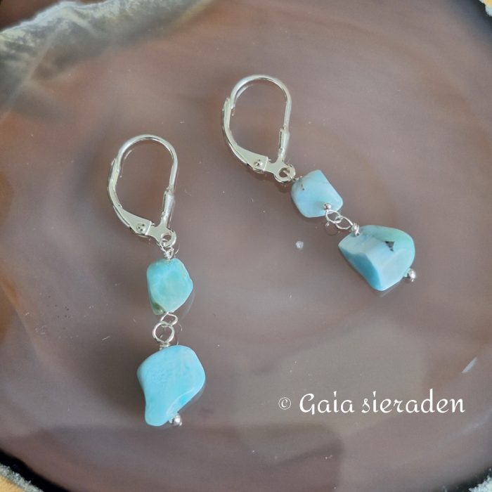 Larimar oorbellen geketteld - Afbeelding 2