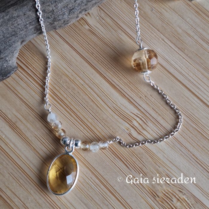 Citrien ketting 925 zilver - Afbeelding 2