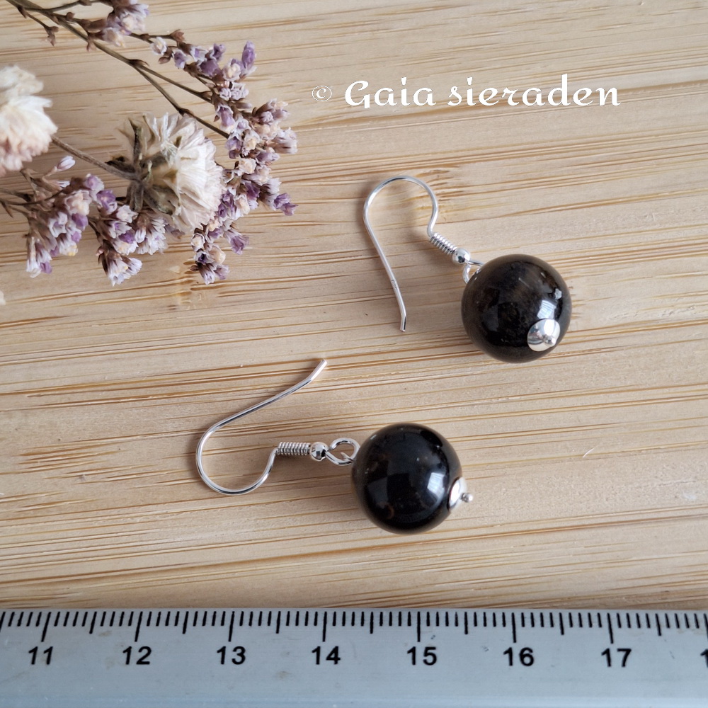 Oorbellen Tijgeroog blauw 13 mm - Afbeelding 3