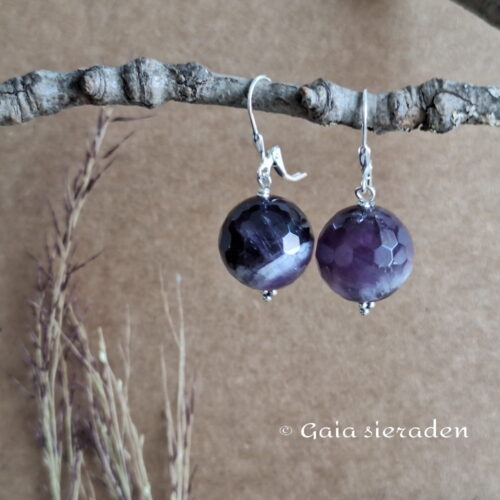 Amethist oorbellen facet bol