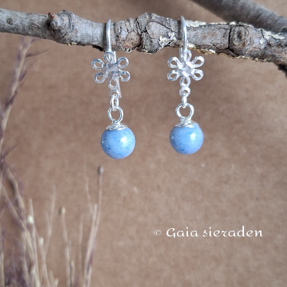 Aquamarijn oorbellen bolletje