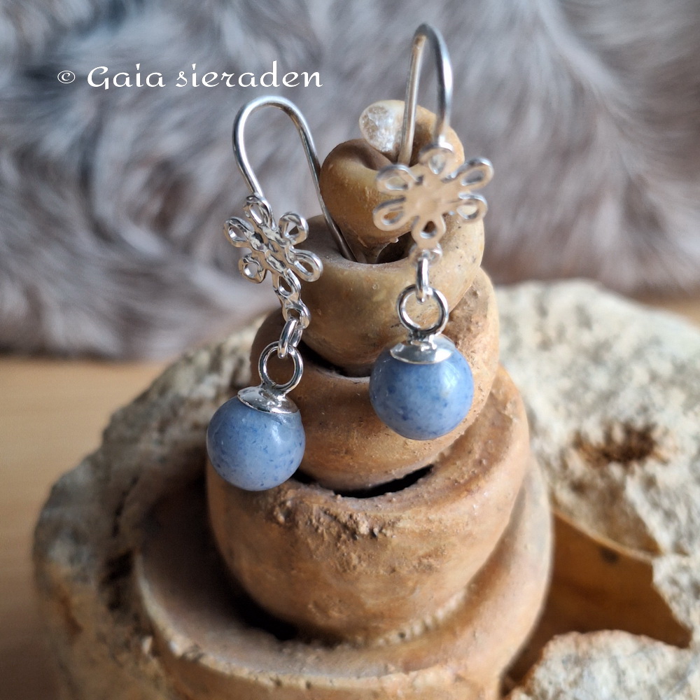 Aquamarijn oorbellen bolletje - Afbeelding 4