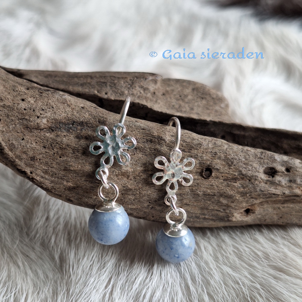Aquamarijn oorbellen bolletje - Afbeelding 2