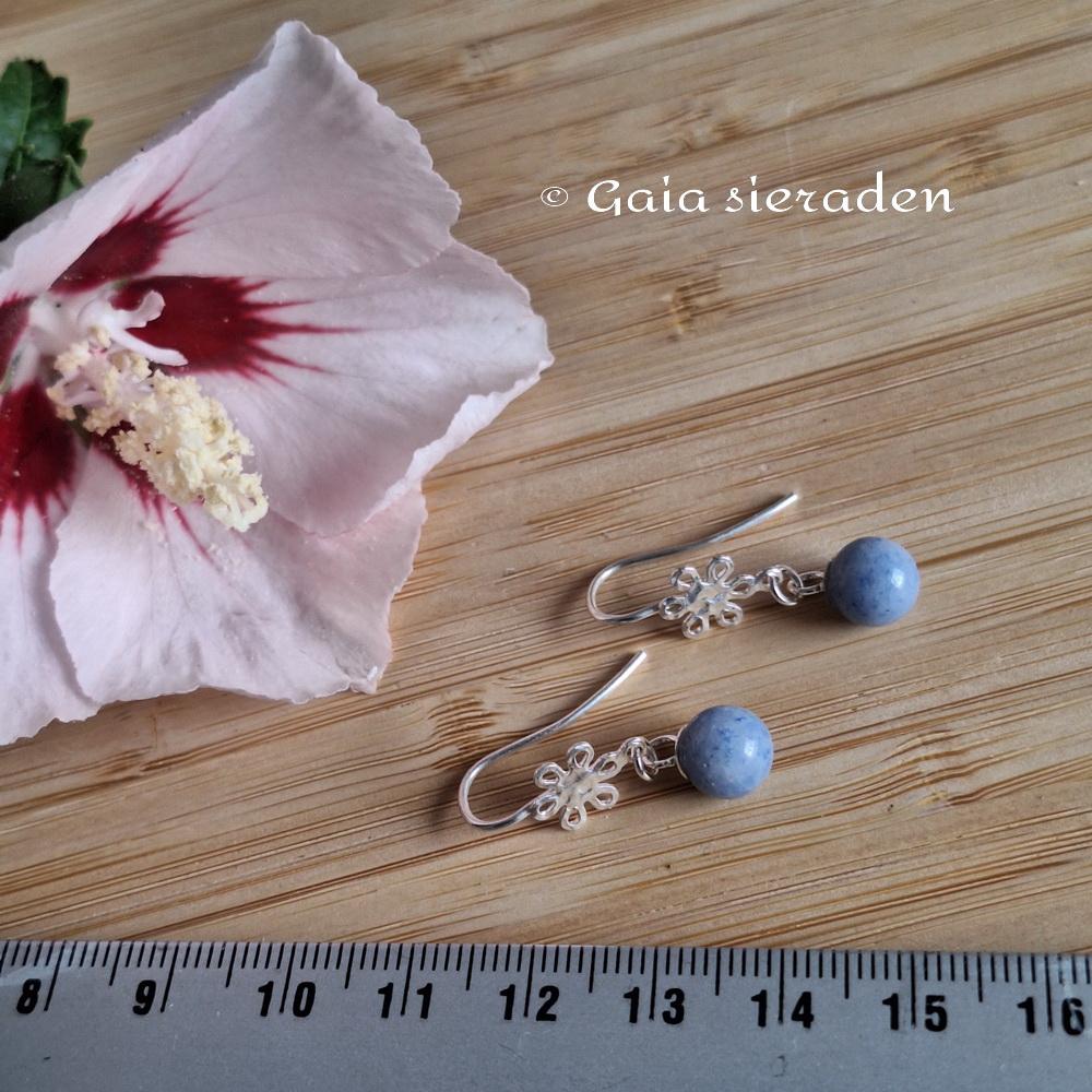 Aquamarijn oorbellen bolletje - Afbeelding 3