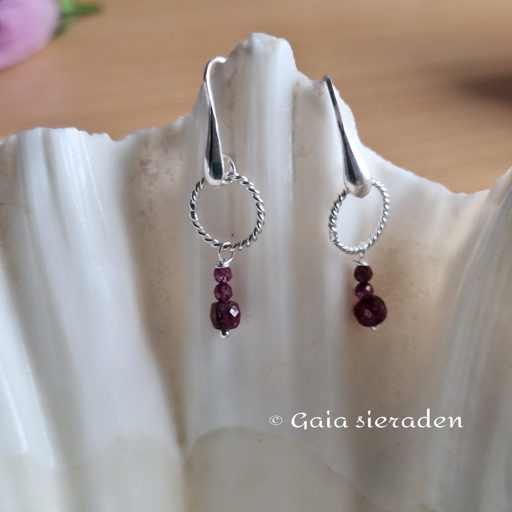 Robijn oorbellen ring - Afbeelding 4