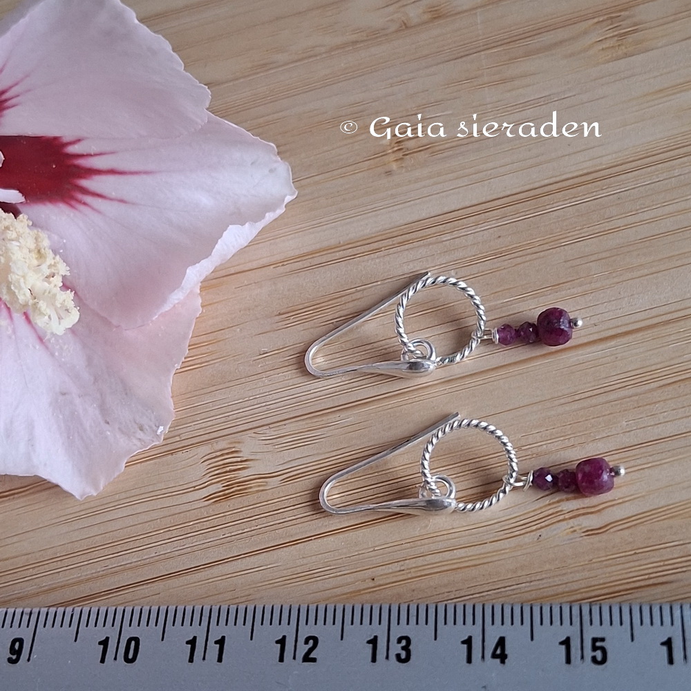 Robijn oorbellen ring - Afbeelding 3