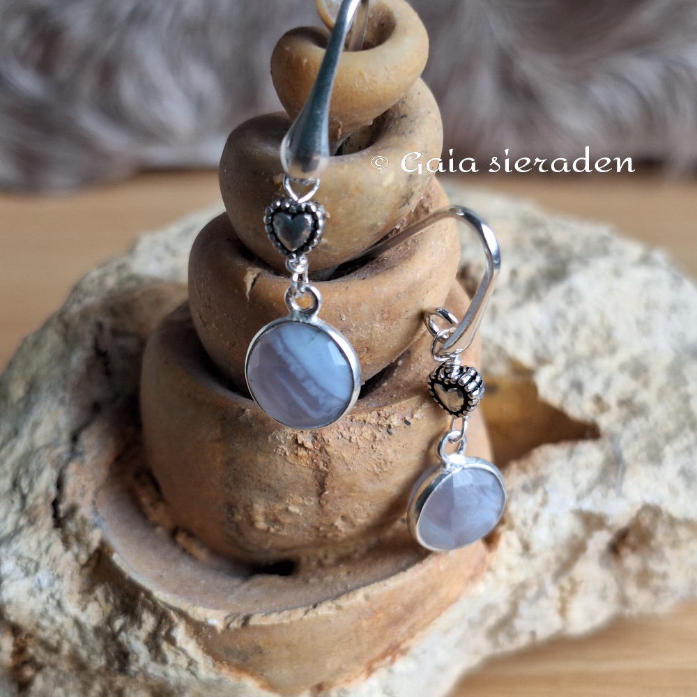 Chalcedoon oorbellen briolette - Afbeelding 2