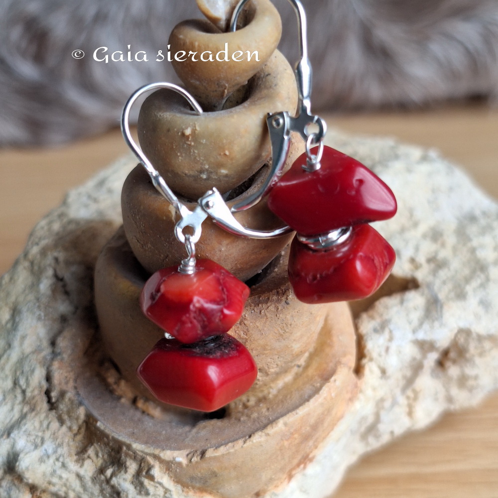 Koraal oorbellen stapeltje - Afbeelding 2