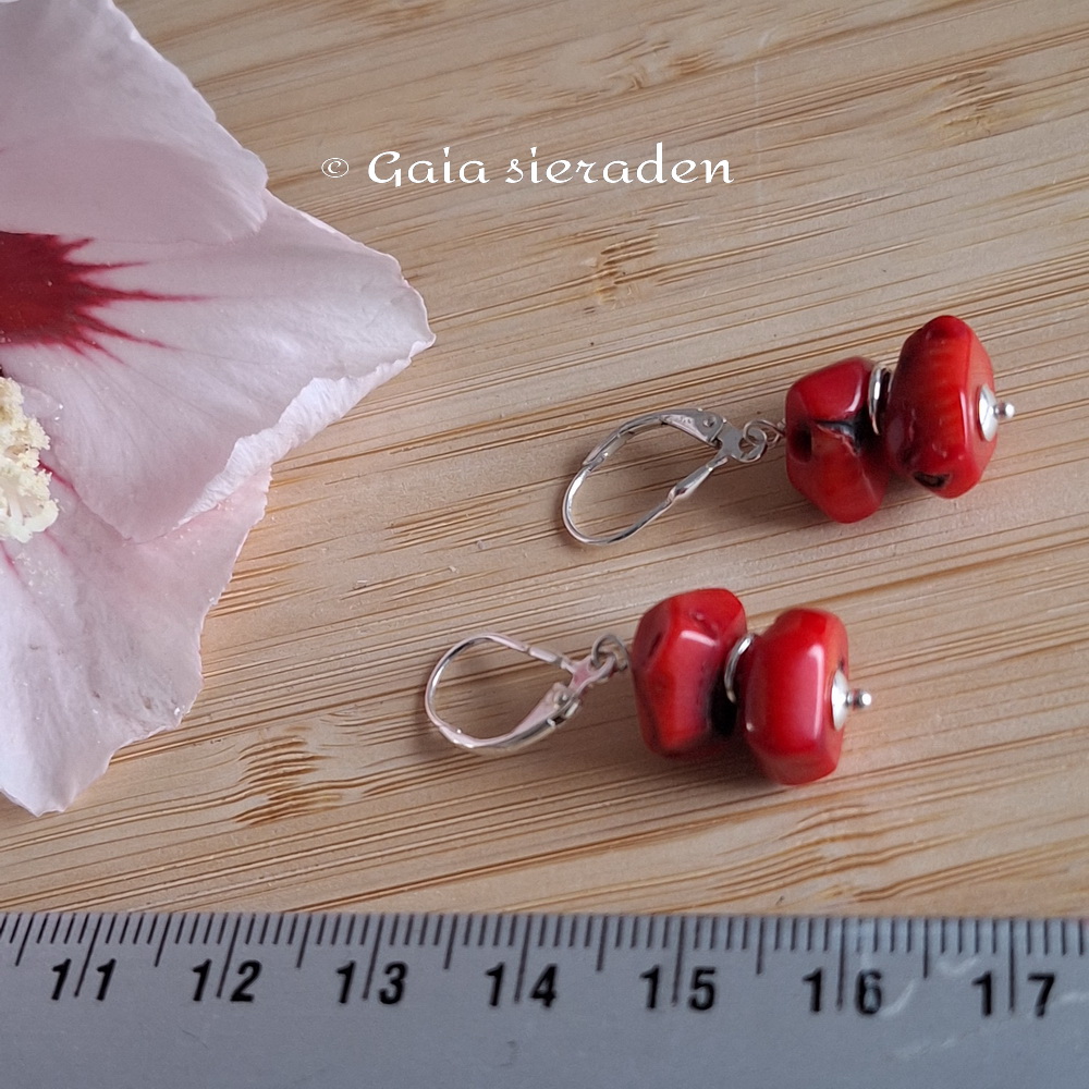 Koraal oorbellen stapeltje - Afbeelding 3