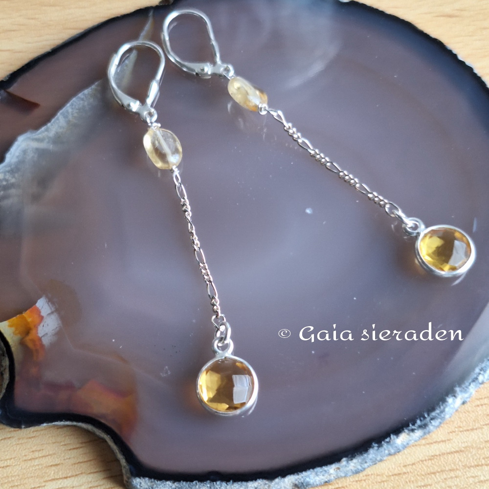 Citrien oorbellen Maxima