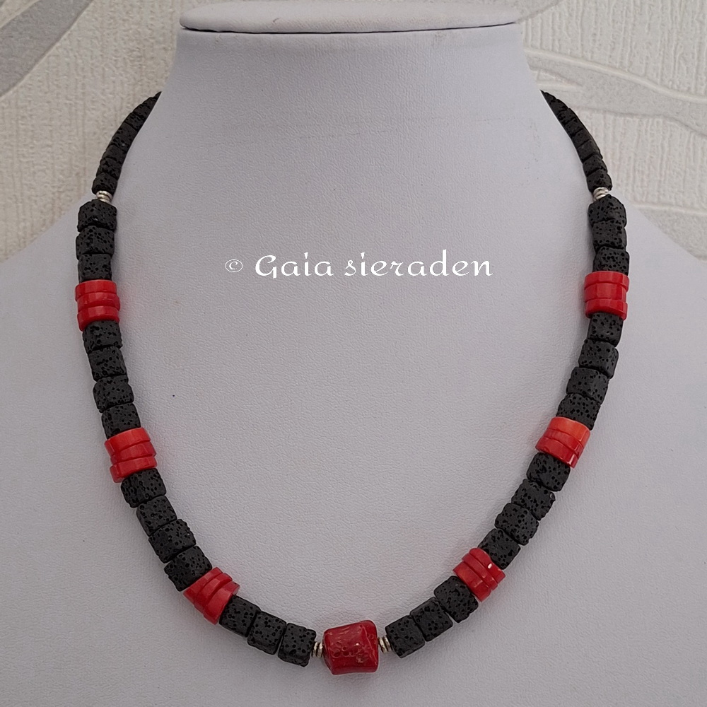 Ketting Lavasteen en Koraal