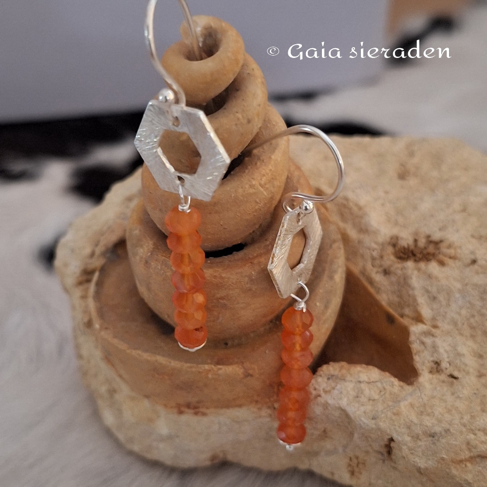 Oorbellen Carneool staafje - Afbeelding 2