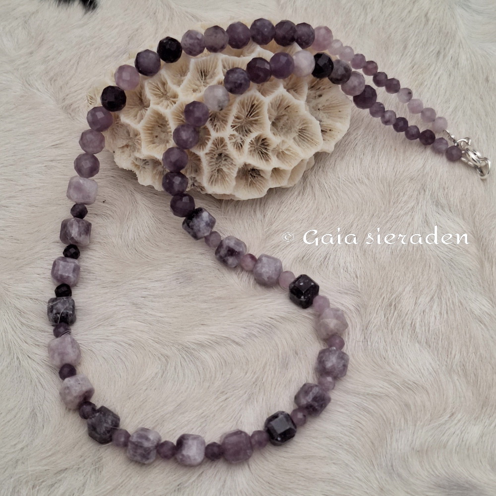 Ketting Lepidoliet blokjes - Afbeelding 2