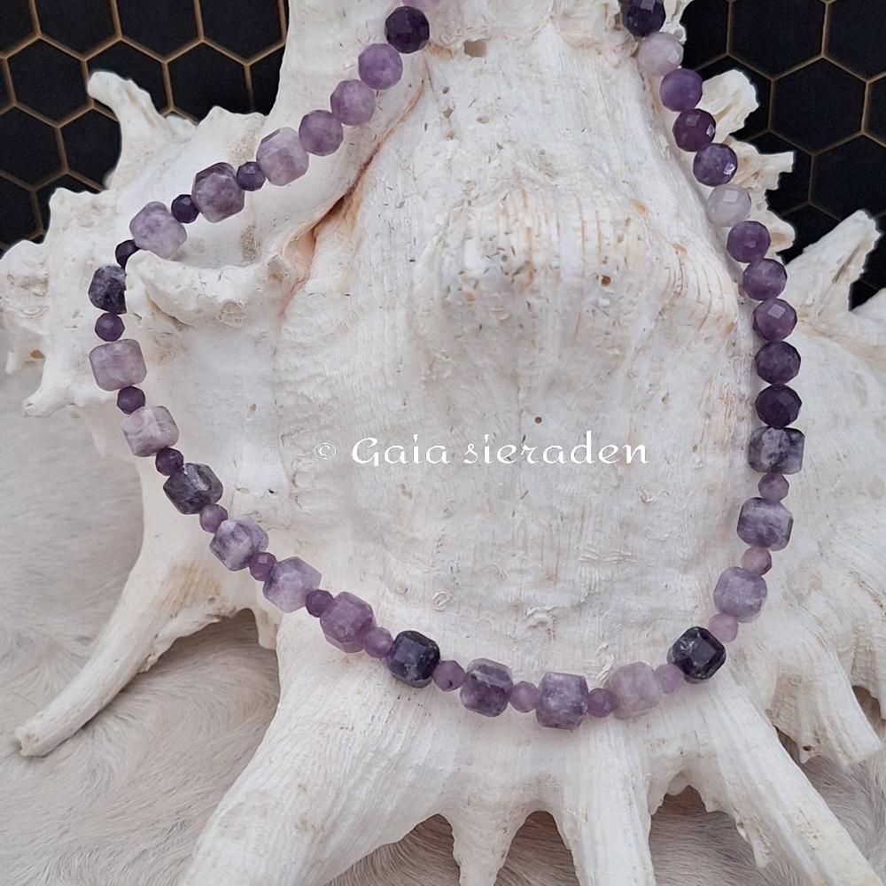 Ketting Lepidoliet blokjes - Afbeelding 4