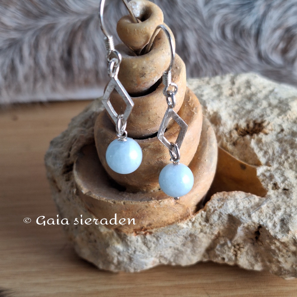 Aquamarijn oorbellen ruit - Afbeelding 4