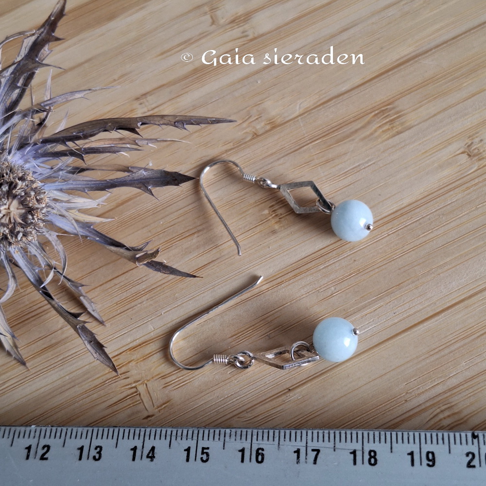 Aquamarijn oorbellen ruit - Afbeelding 3