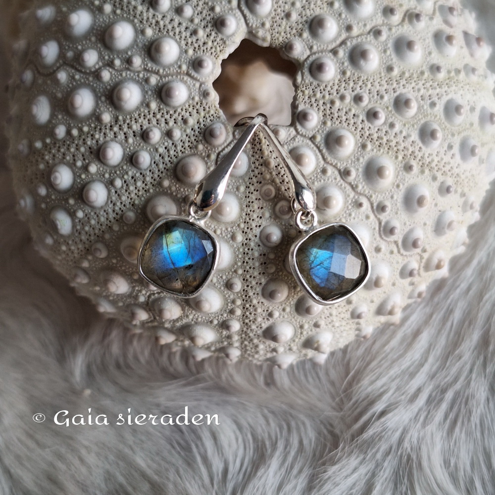 Oorbellen Labradoriet vierkant - Afbeelding 4