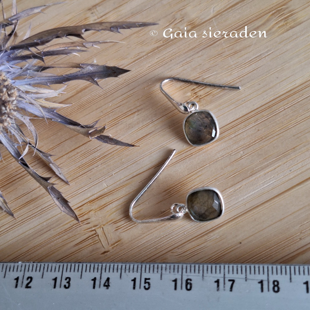 Oorbellen Labradoriet vierkant - Afbeelding 3