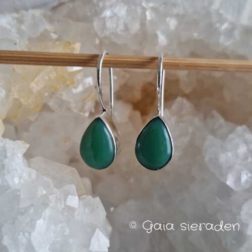 Chrysopraas zilveren oorhaakje