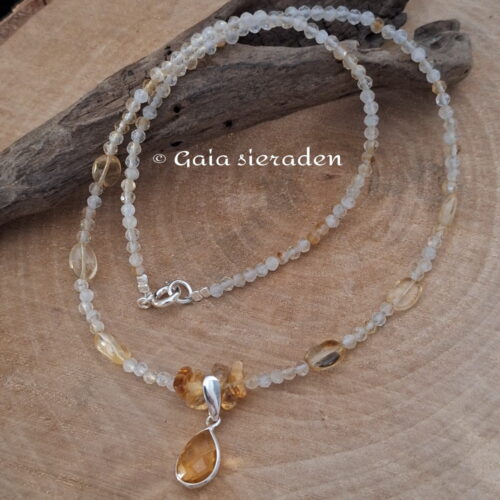 Citrien edelsteen ketting met hanger