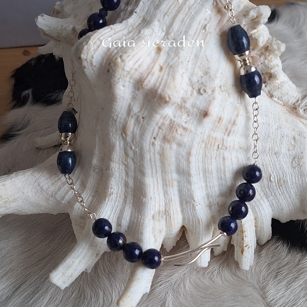 Zilveren ketting Lapis Lazuli diabolo