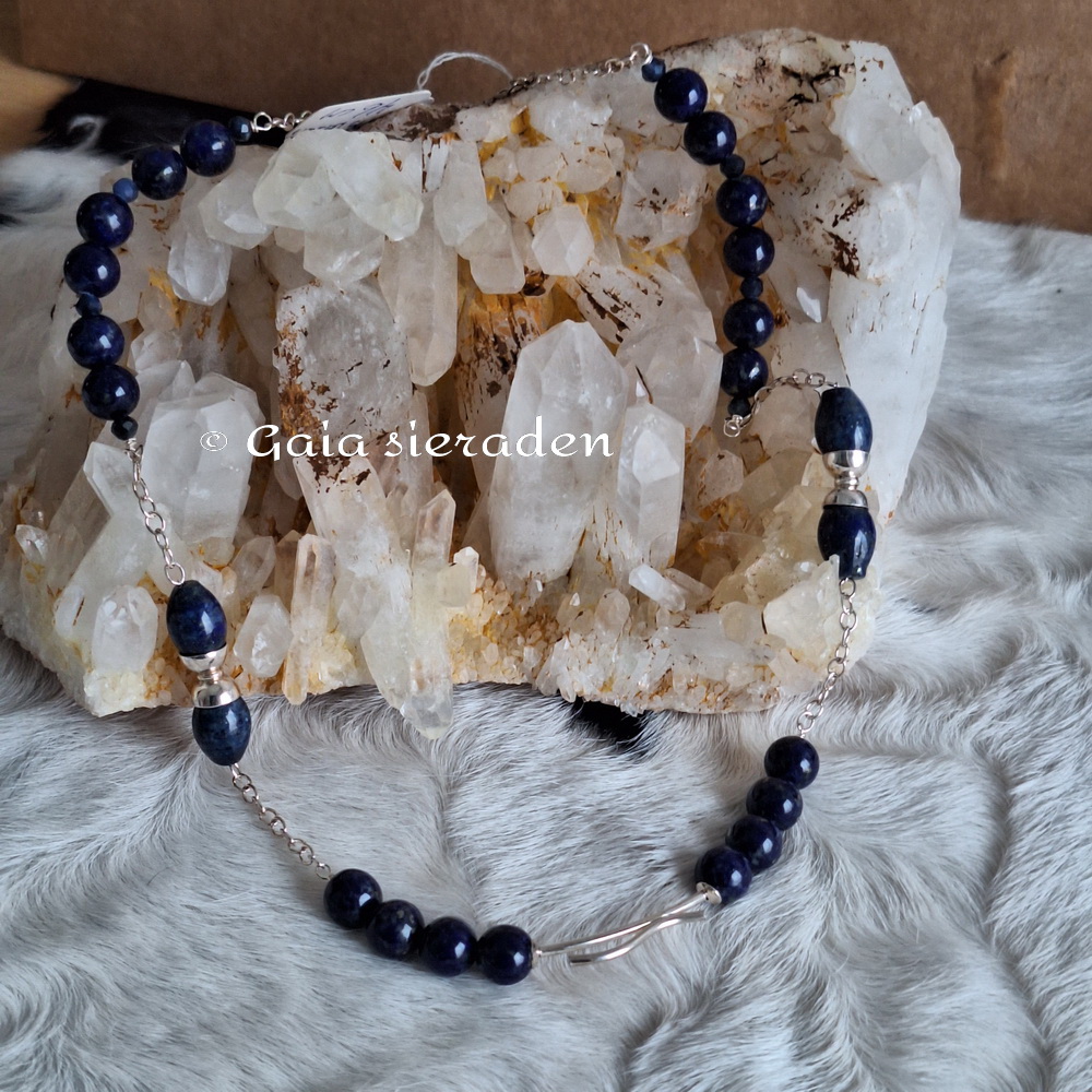 Zilveren ketting Lapis Lazuli diabolo