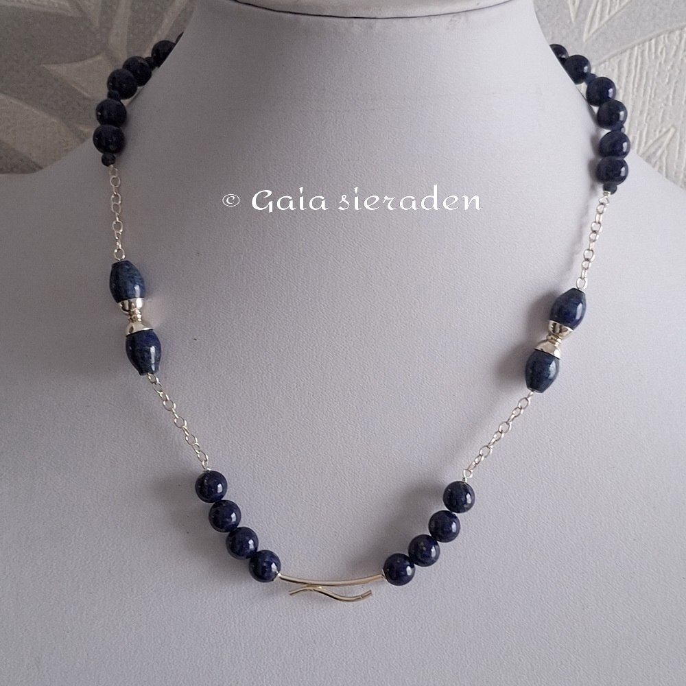 Zilveren ketting Lapis Lazuli diabolo
