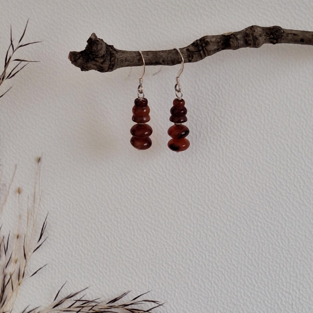 Carneool oorbellen stapeltje