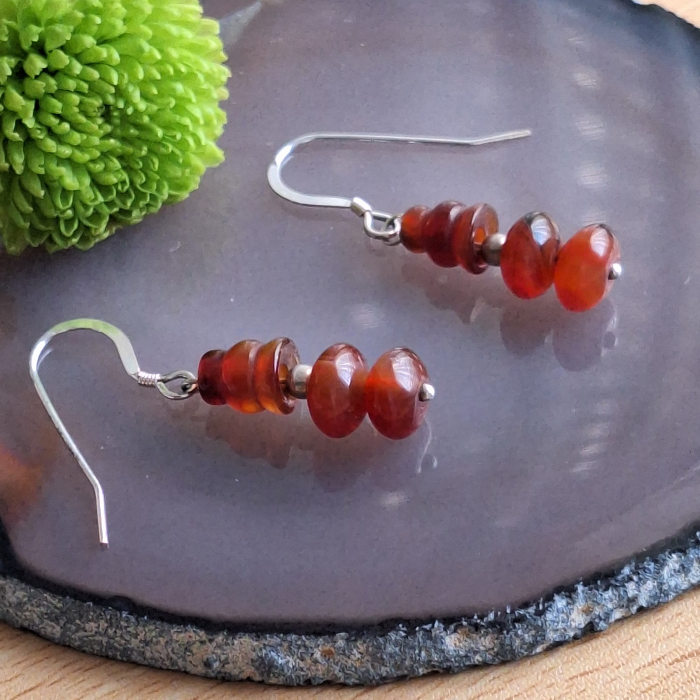 Carneool oorbellen stapeltje