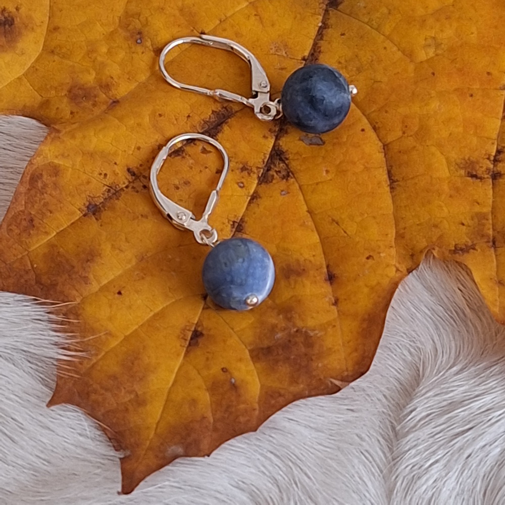 Sodaliet oorbellen matte bol