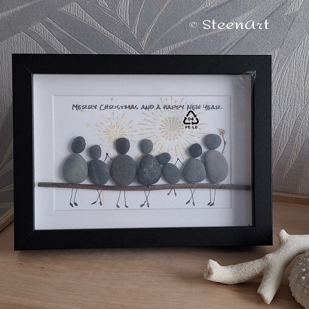 Xmas Family – SteenArt schilderijtje