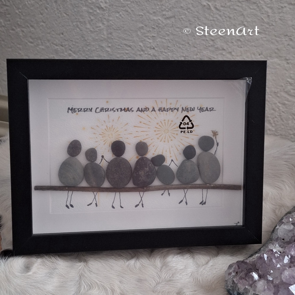 Xmas Family – SteenArt schilderijtje