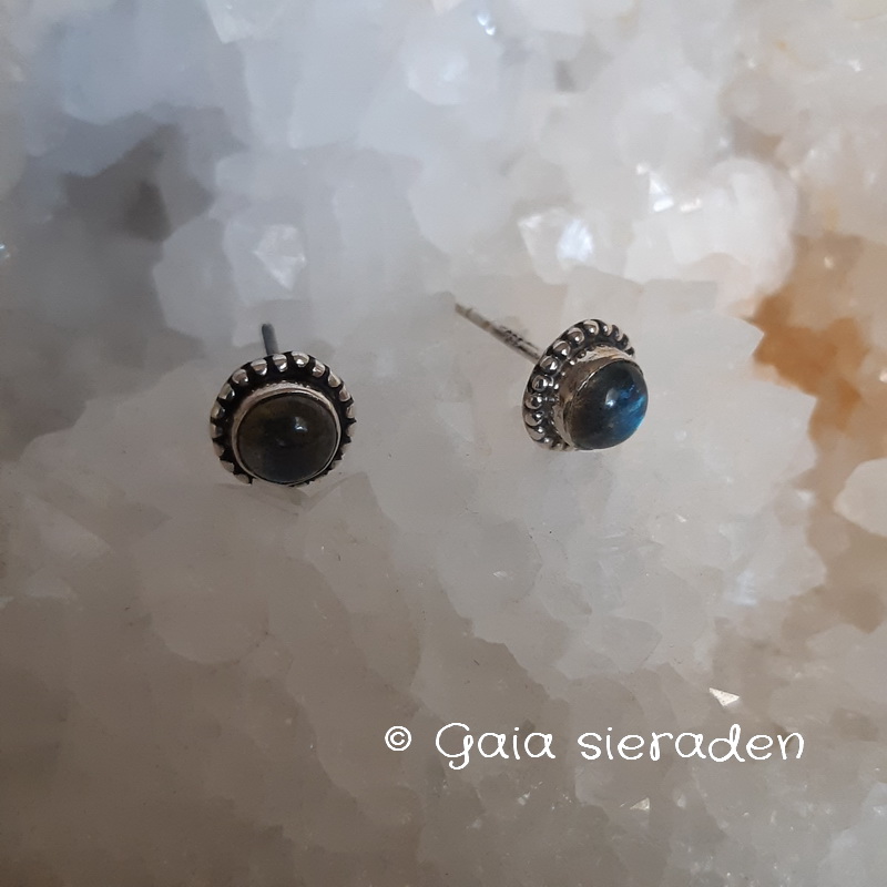 Zilveren oorstekers met labradoriet