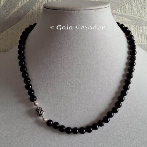 Obsidiaan ketting zwart met magneetslot