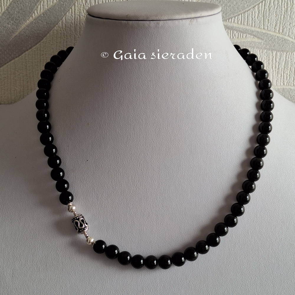 Obsidiaan ketting zwart met magneetslot
