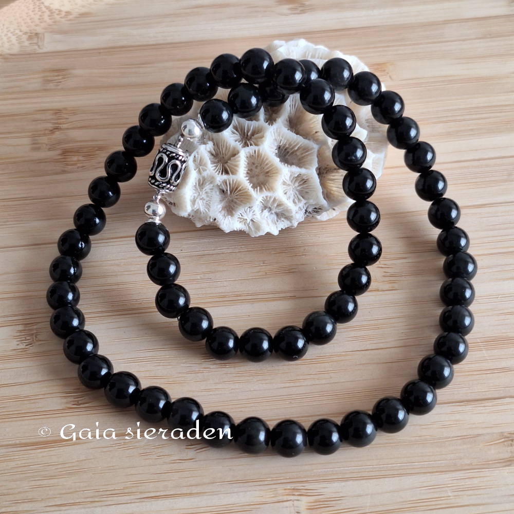 Obsidiaan ketting zwart met magneetslot