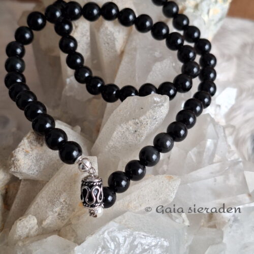 Obsidiaan ketting zwart met magneetslot