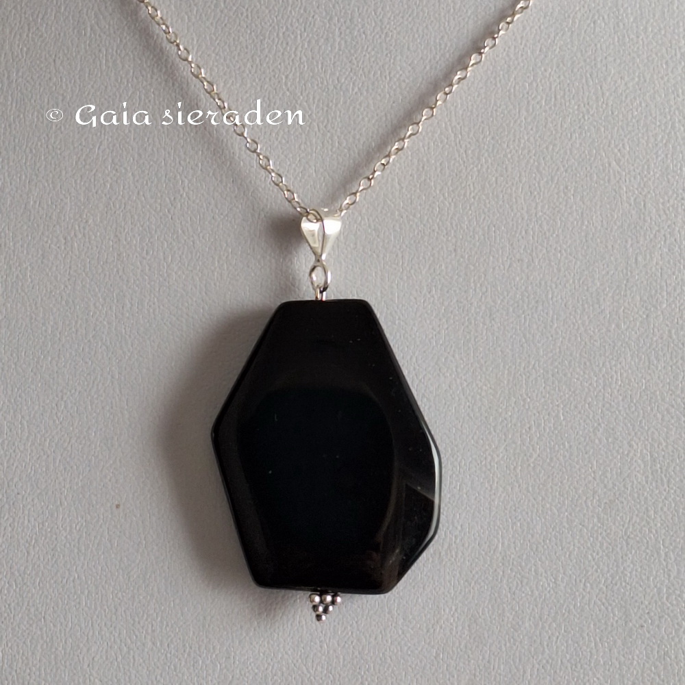Agaat hanger zwart