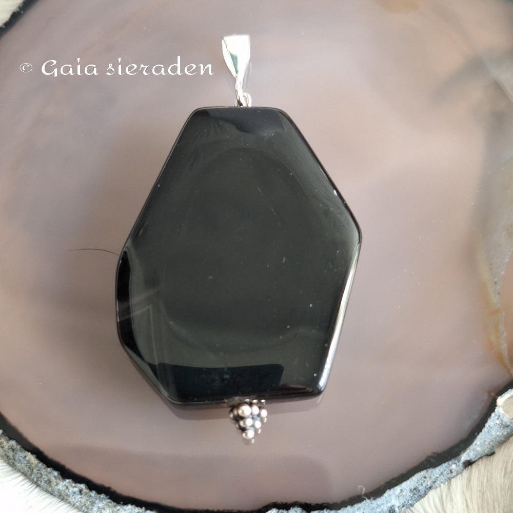 Agaat hanger zwart