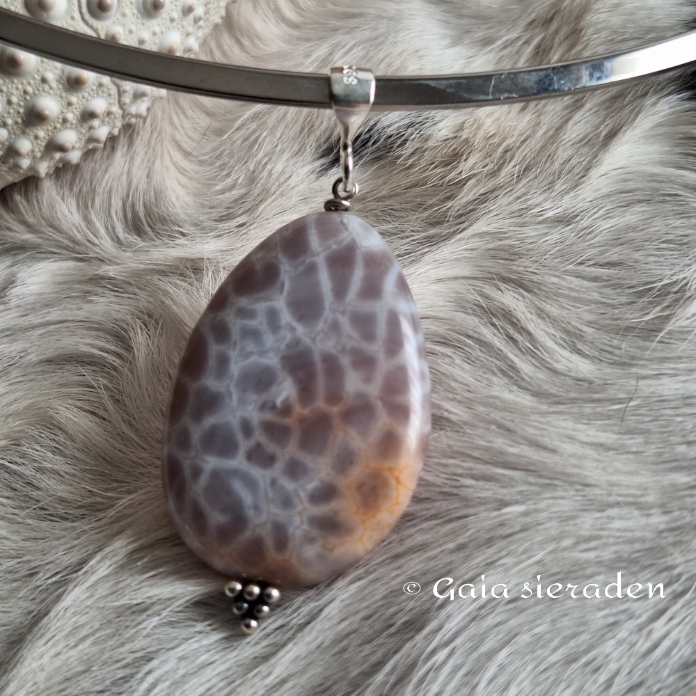 Agaat hanger slangenhuid druppel